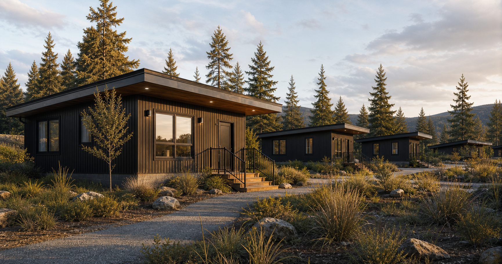Accessible modular homes arranged as community housing